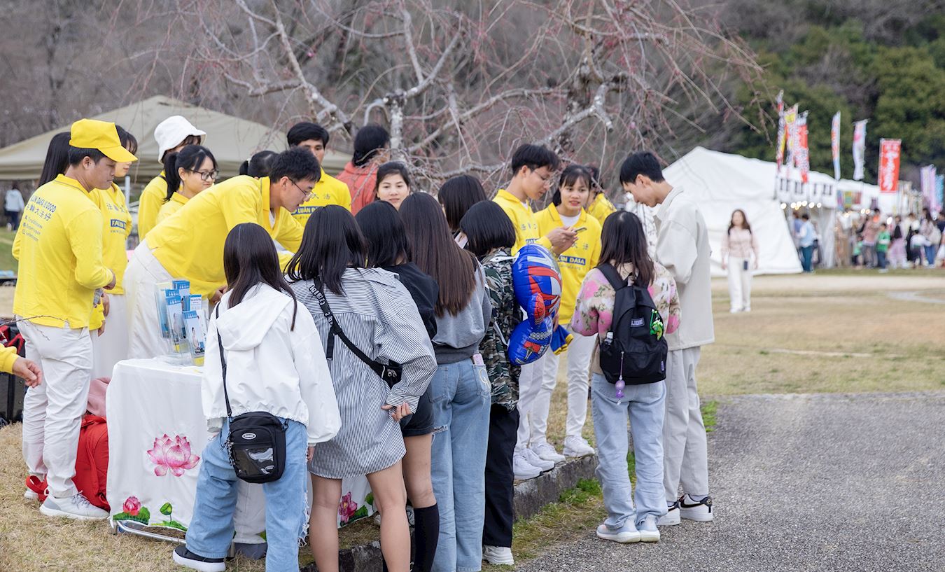 Japan Introducing Falun Dafa During the Cherry Blossom Festival