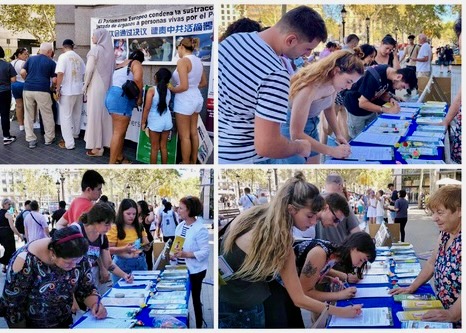 Image for article Barcelona, Spain: People Sign Petition to Call for an End to the Persecution of Falun Gong