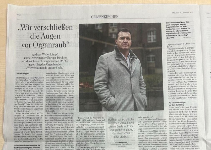 Image for article German Newspaper Reports on the CCP’s Forced Organ Harvesting